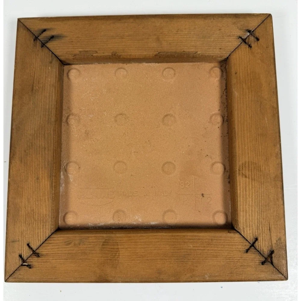 Ceramic Tile Trivet Kitchen Plaque Wood Frame 8.5